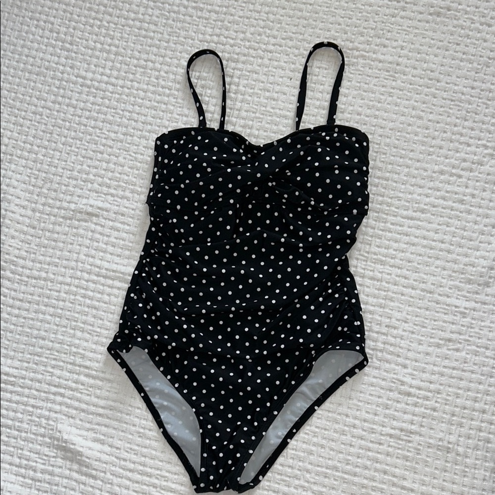 Shade & Shore Black and White Polka Dot One Piece Swimsuit